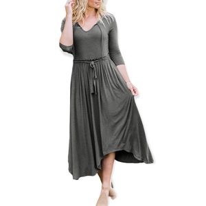 MATILDA JANE Dress Go West Maxi Grey Dress Pockets NWT